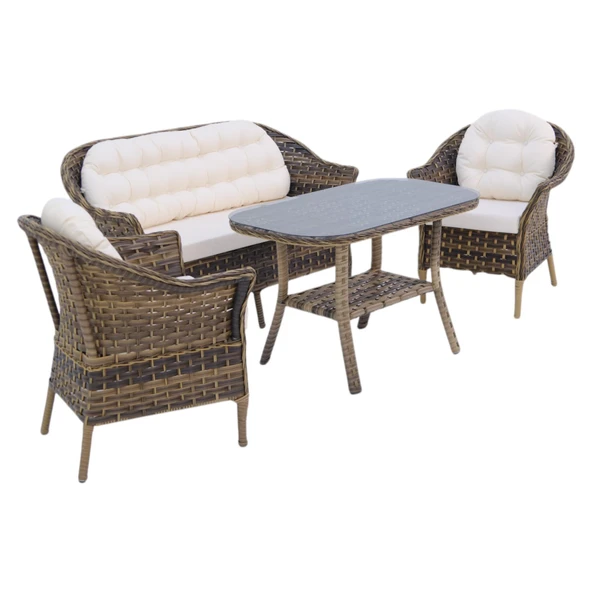 Orkide Rattan Bahçe Mobilya Takımı | 2+1+1+Masa | Rehome - 3