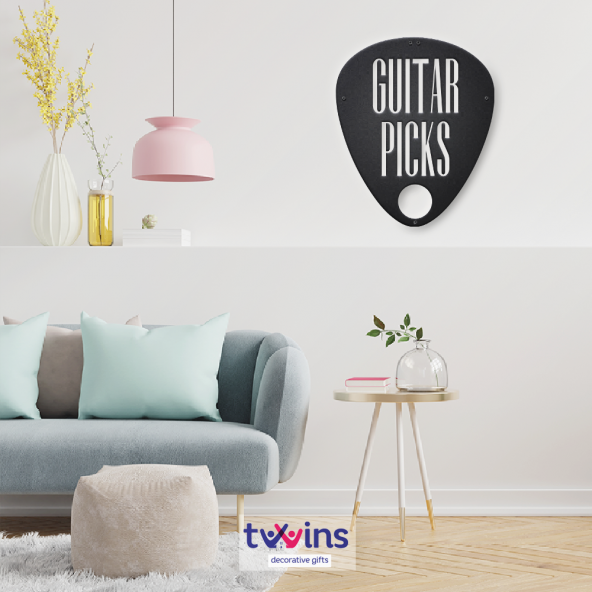 Guitar Picks Lazer Kesim Metal Duvar Dekoru