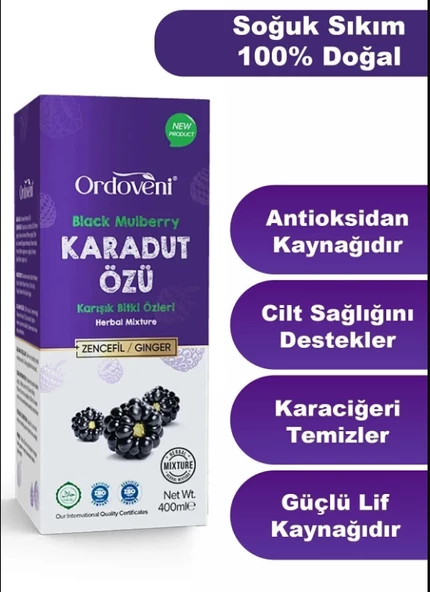 Doğal Karadut Özü %100 Soğuk Sıkım Antioksidan Zenginliği Ile Sağlığınıza Destek (400GR)