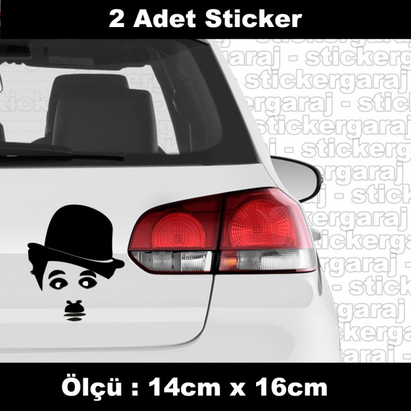 Komedi karekter charlie sticker etiket - 2 ADET araba kask motosiklet laptop tablet pc atv uyumlu sticker 2 adet
