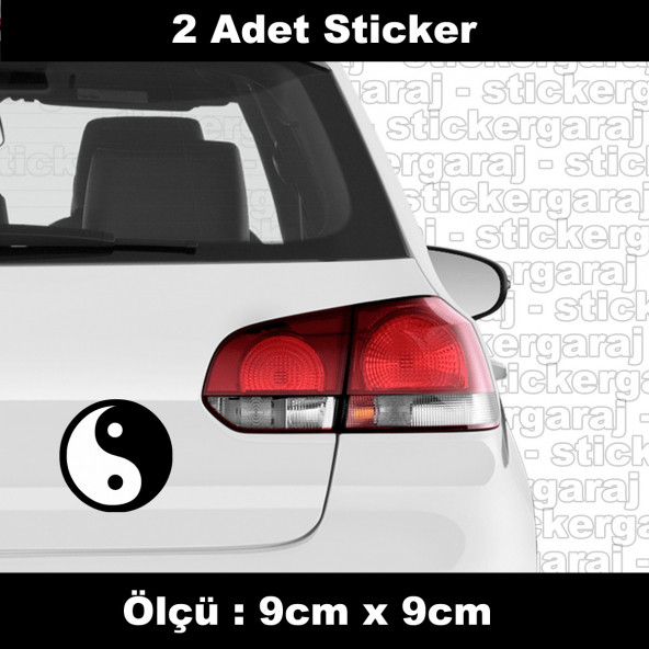 Yin Yang sembol sticker etiket - 2 ADET araba kask motosiklet laptop tablet pc atv uyumlu sticker 2 adet - 1