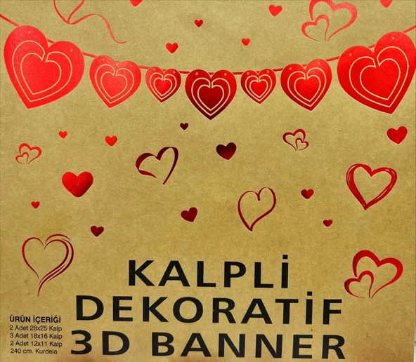 Kalpli Dekoratif 3D Banner Kırmızı 7 li