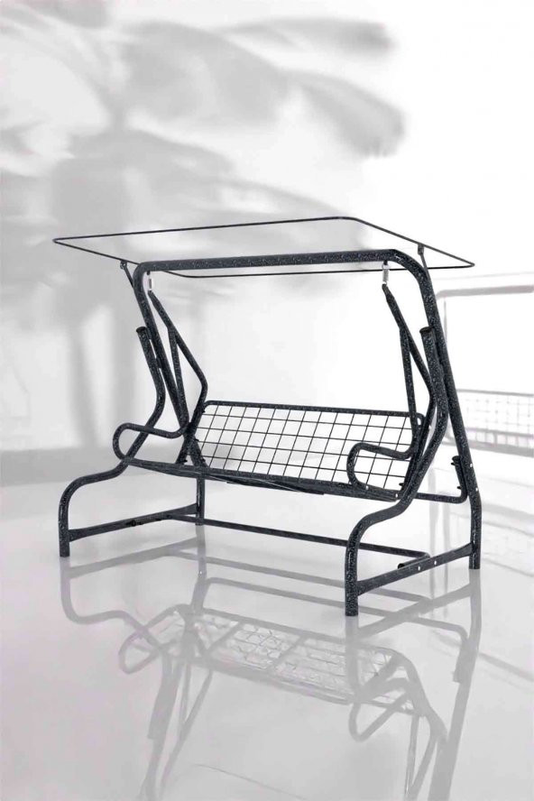 Retro 3 Kişilik Bahçe Salıncağı Balkon Teras Salıncak  Gümüş - 4