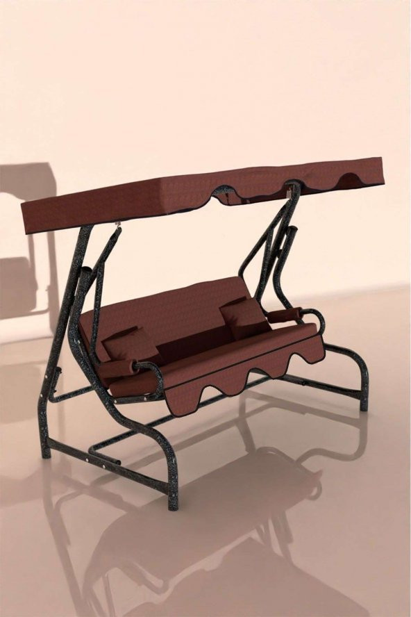 Kiremit  3 Kişilik Bahçe Salıncağı Balkon Teras Salıncak  Gümüş - 3