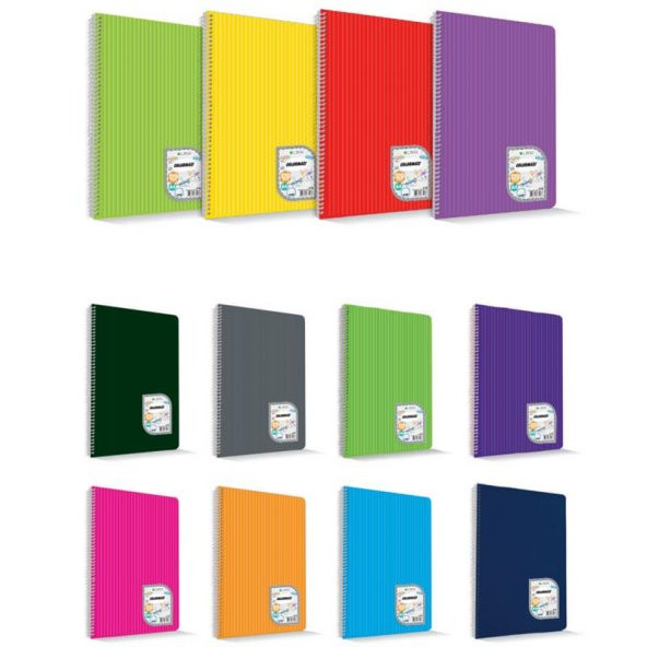 Çınar Colormaxi Spiralli Defter Plastik Kapak A4 40 YP Çizgili 40/112 Lİ