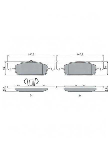 Mga Renault Clio IV 2012-2015 Üst Kulak İnce Tip Ön Fren Balatası Takım - Resim 2