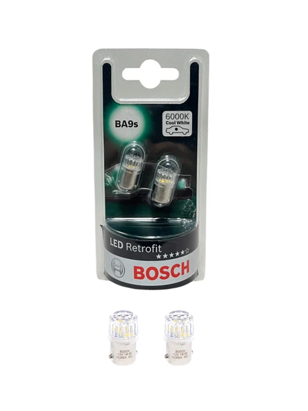 Bosch BA9S 12V 1W T4W 6000 Kelvin Soğuk Beyaz Led Redrofit Gösterge, Tavan Ampulü 2'li Takım