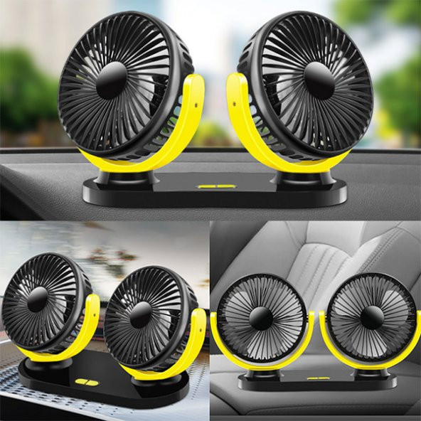 Çift Başlıklı Araç Fanı Oto Fan Vantilatör 12V 24V