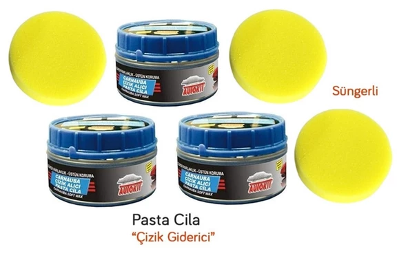 3 Adet Oto Boya Tampon Çizik Giderici Parlatıcı Pasta Cila (Süngerli) 300 Gr