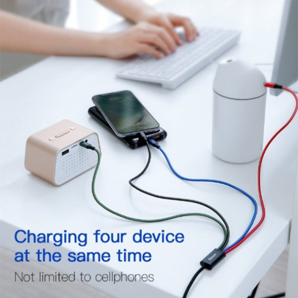 Baseus 4in1 Micro Usb 2-İPhone 1-Type-C 1 Başlık hızlı Şarj Usb Kablo