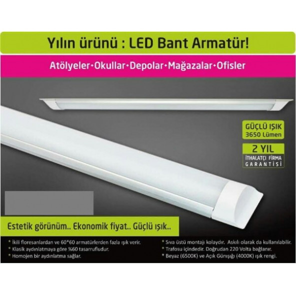 10 ADET 120 cm bant armatür etanj tavan armatürü duvar armatürü - 2