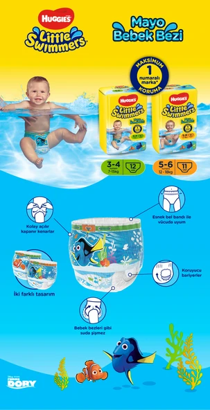 Huggıes Little Swımmers Mayo Bebek Bezi Beden:3-4 (7-15Kg) 36 Adet (3Pk*12) - 8