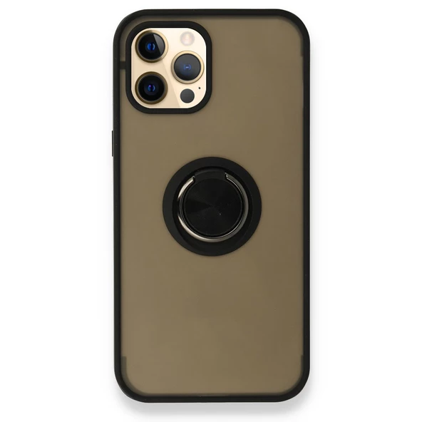 iPhone 12 / 12 Pro Kılıf Montrea Ring Yüzük Stantlı Kapak - Resim 3