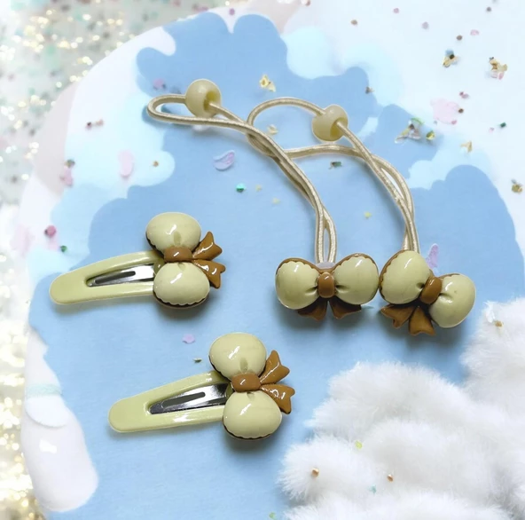 Kurdeleli Kız Bebek Toka Set 4lü - 2