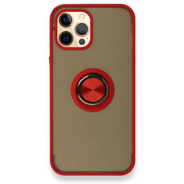 iPhone 12 / 12 Pro Kılıf Montrea Ring Yüzük Stantlı Kapak - Resim 4