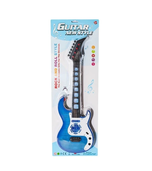 Pilli Müzikli Gitar Renkli - Mavi Su Dünyası ürün görseli