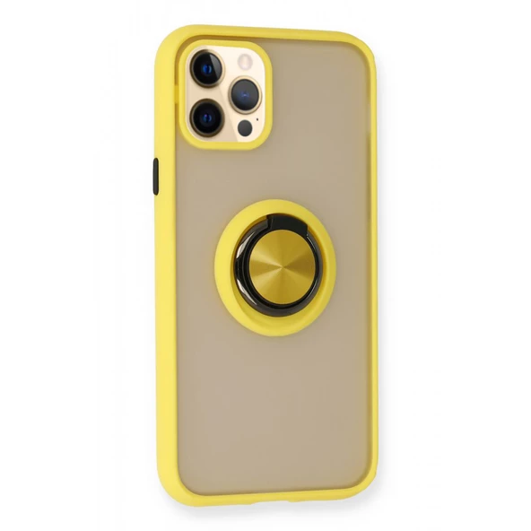 iPhone 12 / 12 Pro Kılıf Montrea Ring Yüzük Stantlı Kapak - Resim 11