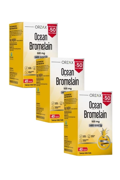 Ocean Bromelain 500 mg 45 Kapsül x 3 Adet