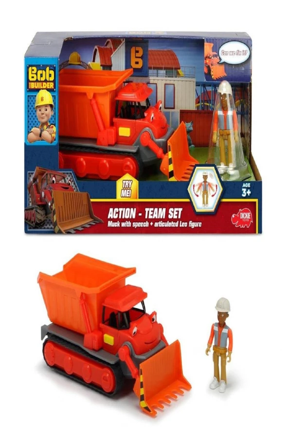 Dickie Bob The Builder Action Team Set Muck Bob Aksiyon Takımı Buldozer