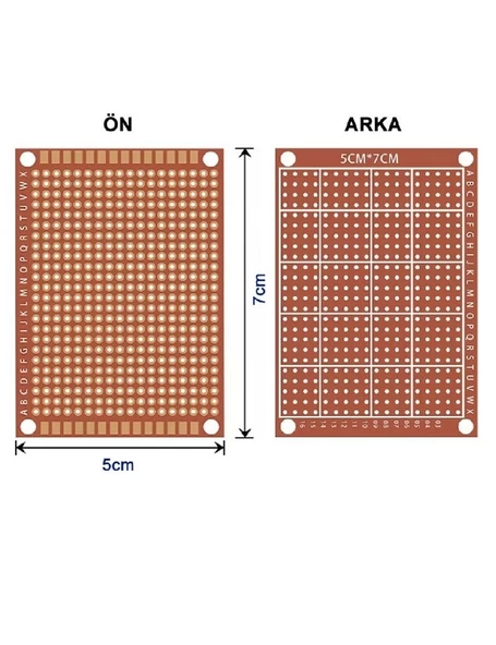 5X7CM Pertinaks Pcb Proto 10X24 432 Adet Bakır Delik Prototip Deney Kartı 2.54MM Pertenaks - Resim 5