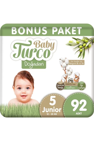 Baby Turco Doğadan Bebek Bezi Junior 5 Numara 92 Adet - 3