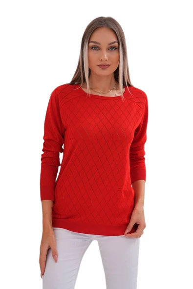 Kadın Baklava Dilimi Desenli Kazak 12781 BGL-ST04110 - Resim 9