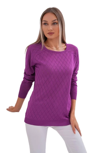 Kadın Baklava Dilimi Desenli Kazak 12781 BGL-ST04110 - Resim 11