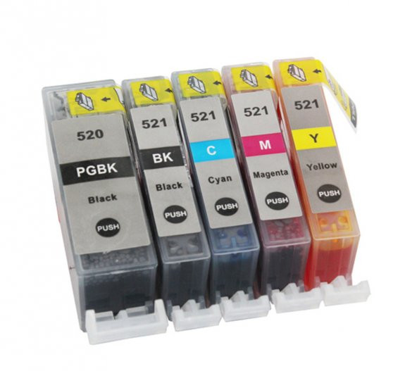 CANON PGI-520 CLI-521 KOLAY DOLAN MUADİL KARTUŞ SETİ 5 RENK (DOLU) ürün görseli