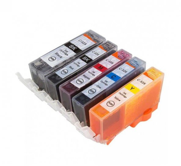 CANON MG5150 MG5200 MG5250 UYUMLU KOLAY DOLAN KARTUŞ+5x100ml MÜREKKEP 5 RENK (DOLU) - Resim 2