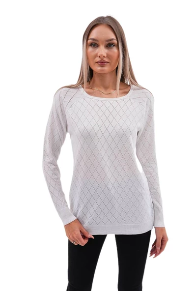 Kadın Baklava Dilimi Desenli Kazak 12781 BGL-ST04110 - Resim 3