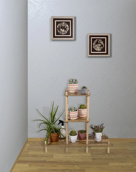 Asudehome Saksı Standı Bahçe 3 Katlı Saksılık Çiçek Rafı Ahşap Saksılık Çiçeklik No2 - 2