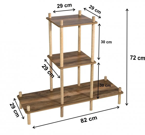 Asudehome Saksı Standı Bahçe 3 Katlı Saksılık Çiçek Rafı Ahşap Saksılık Çiçeklik No2 - 5