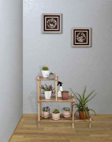 Asudehome Saksı Standı Bahçe 3 Katlı Saksılık Çiçek Rafı Ahşap Saksılık Çiçeklik No1 - 2