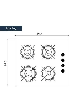 Kumtel KO-40 TSHDF Doğalgazlı Beyaz Cam Set Üstü Ocak - 3