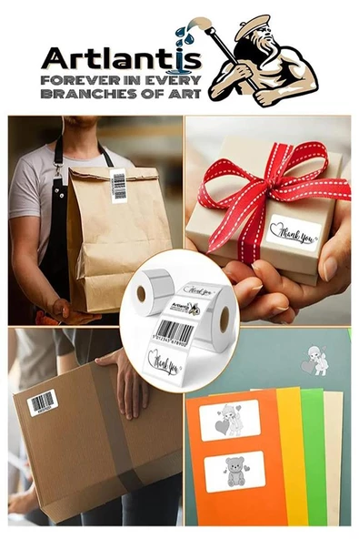 60x100 mm Barkod Etiketi Yapışkanlı 6 Adet Rulo Etiket Termal Barkot Terazi Etiketi 500 lü Barkod Yazıcılarına Uyumludur - 5