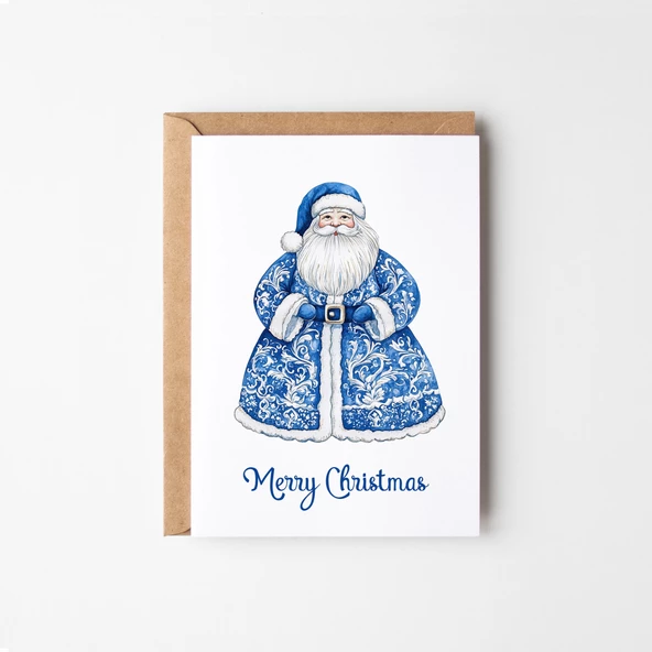 Mavi Desen Yeniyıl Kartları 8’li Set, Lüks Noel Kartları, Mutlu Yıllar Kartı, Tebrik Kartları - 4