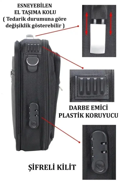 Case Club 216 Kasalı Laptop Evrak Çantası Darbe Emici Koruma Omuz Askılı 15,6 inç - 8
