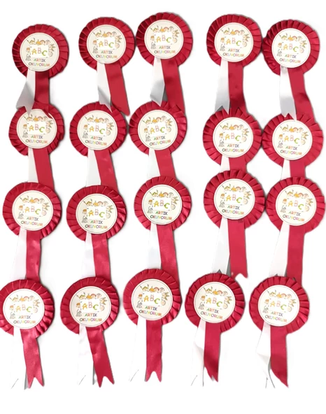 Artık Okuyorum Rozet Kokart  Kurdelalı   25 Adet - 2