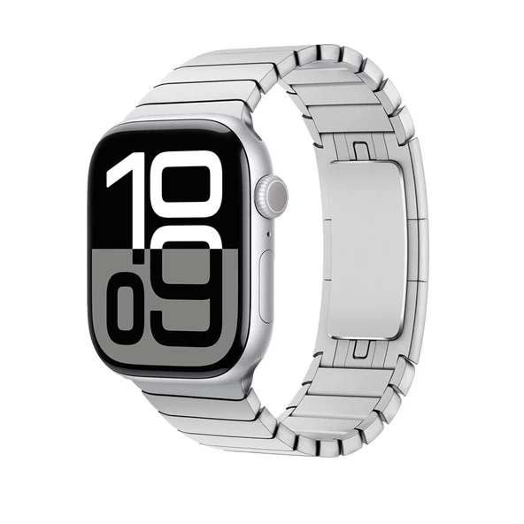 Gpack Apple Watch 6 40 mm Kordon Yandan ÇıtÇıtlı Metal Parçalı Çizgi Dizayn KRD35 - 4