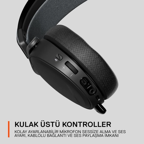 Steelseries Arctis 7p+ Black Wireless Gaming Kulaklık 2.4 Ghz - Siyah - Teşhir - Resim 7