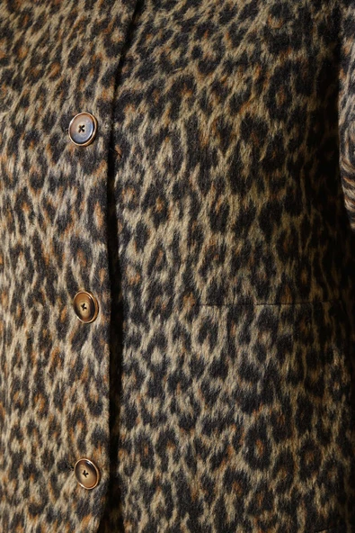 Leopar Desen Düğmeli Ceket Leopar - 4