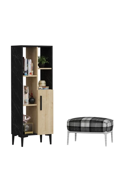 Cantek Dizayn Royal Mermer Safir Meşe Ephesus Kitaplık Ve Çok Amaçlı Dolap - 4