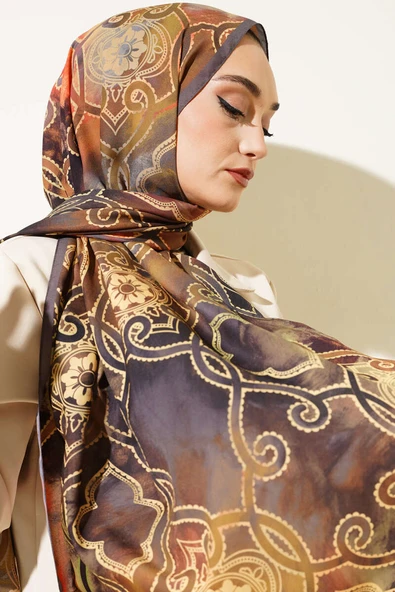 Dijital Etnik Desen Medine Şal Vizon Yeşil - Resim 2