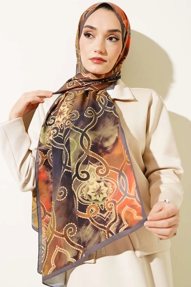 Dijital Etnik Desen Medine Şal Vizon Yeşil ürün görseli 1