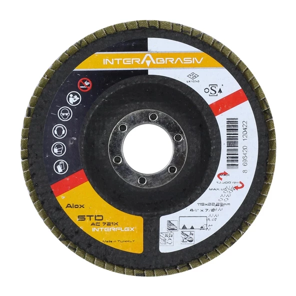 Avuç İçi Taşlama Flap Disk Zımpara Çapı 115 mm 60 Kum Zımparalama Taşı Göbek 22 mm 1 Adet - 3