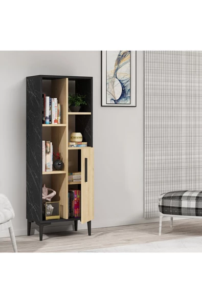 Cantek Dizayn Royal Mermer Safir Meşe Ephesus Kitaplık Ve Çok Amaçlı Dolap - 3