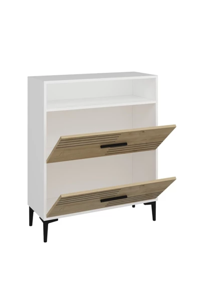 Cantek Dizayn Çok Amaçlı Lazer Desenli Modern Alberto Konsol Beyaz-Safirmeşe - 5