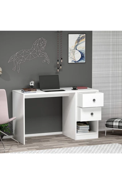 Cantek Dizayn Dıfferent Çalışma Masası Beyaz-Beyaz - 2
