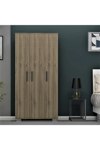 Cantek Dizayn Üç Kapaklı 90 Cm Edit Gardırop Ceviz-Ceviz