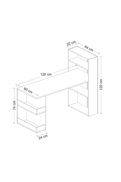 Cantek Nirvanna Kitaplıklı Çalışma Masası Beyaz-Ceviz - 5